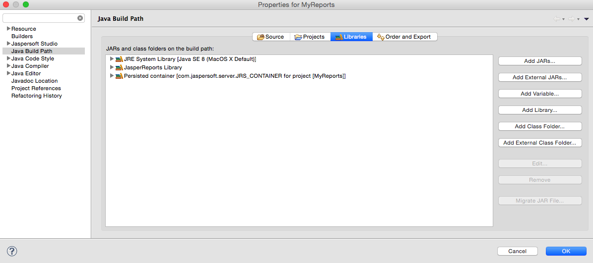 Project Explorer UI displaying the Properties dialog