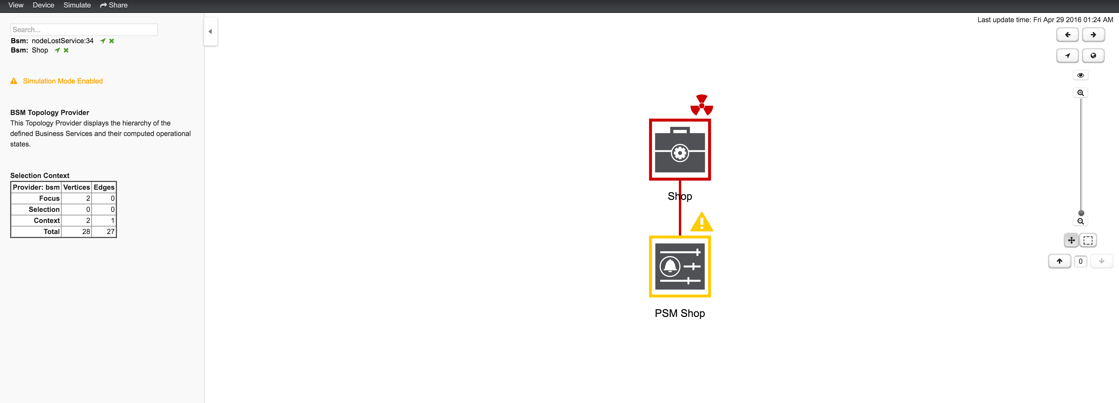 Horizon UI displaying the topology map, with two elements