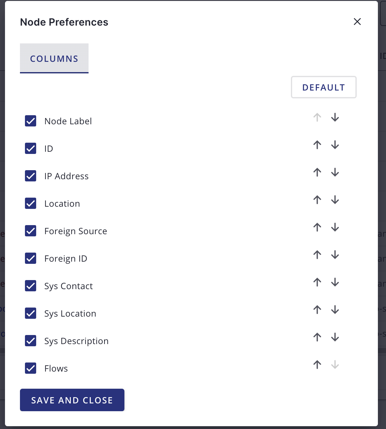 Horizon Node Preferences dialog.