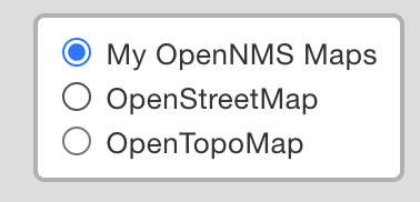 Radio button menu with three map options.